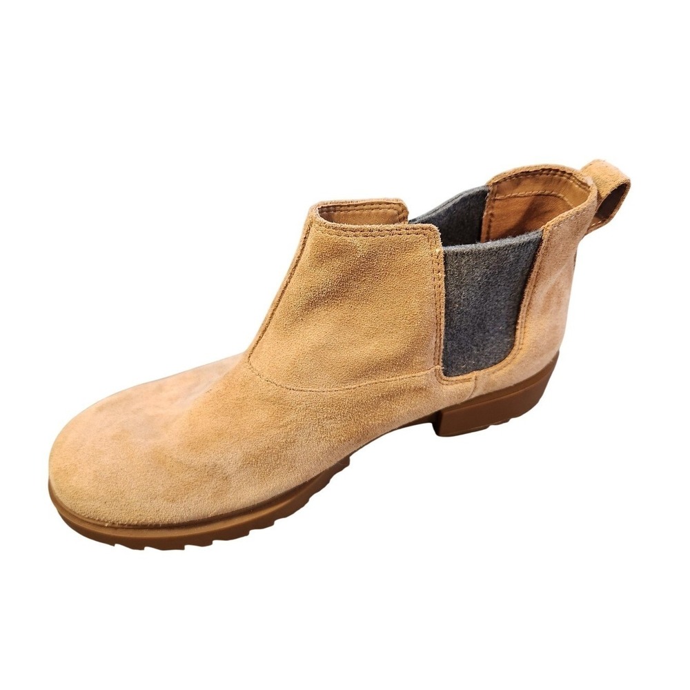 Sorel Boots Womens Size 10 Brown Suede Waterproof Chelsea Ankle Booties Lug Sole